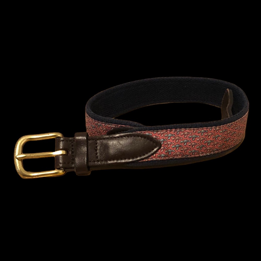 Vineyard Vines Stripe Navy Blue / White Ribbon Belt L